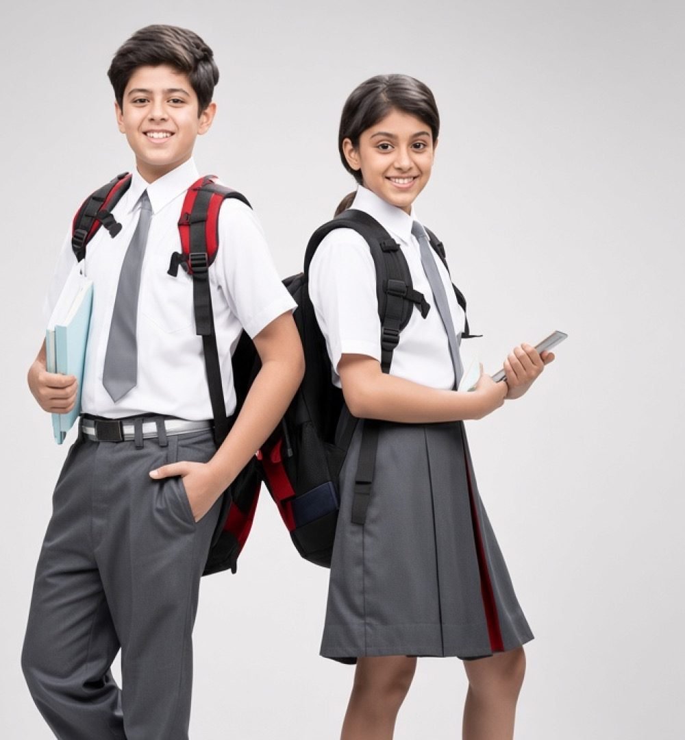 Students in school uniform from Kanha Dresses